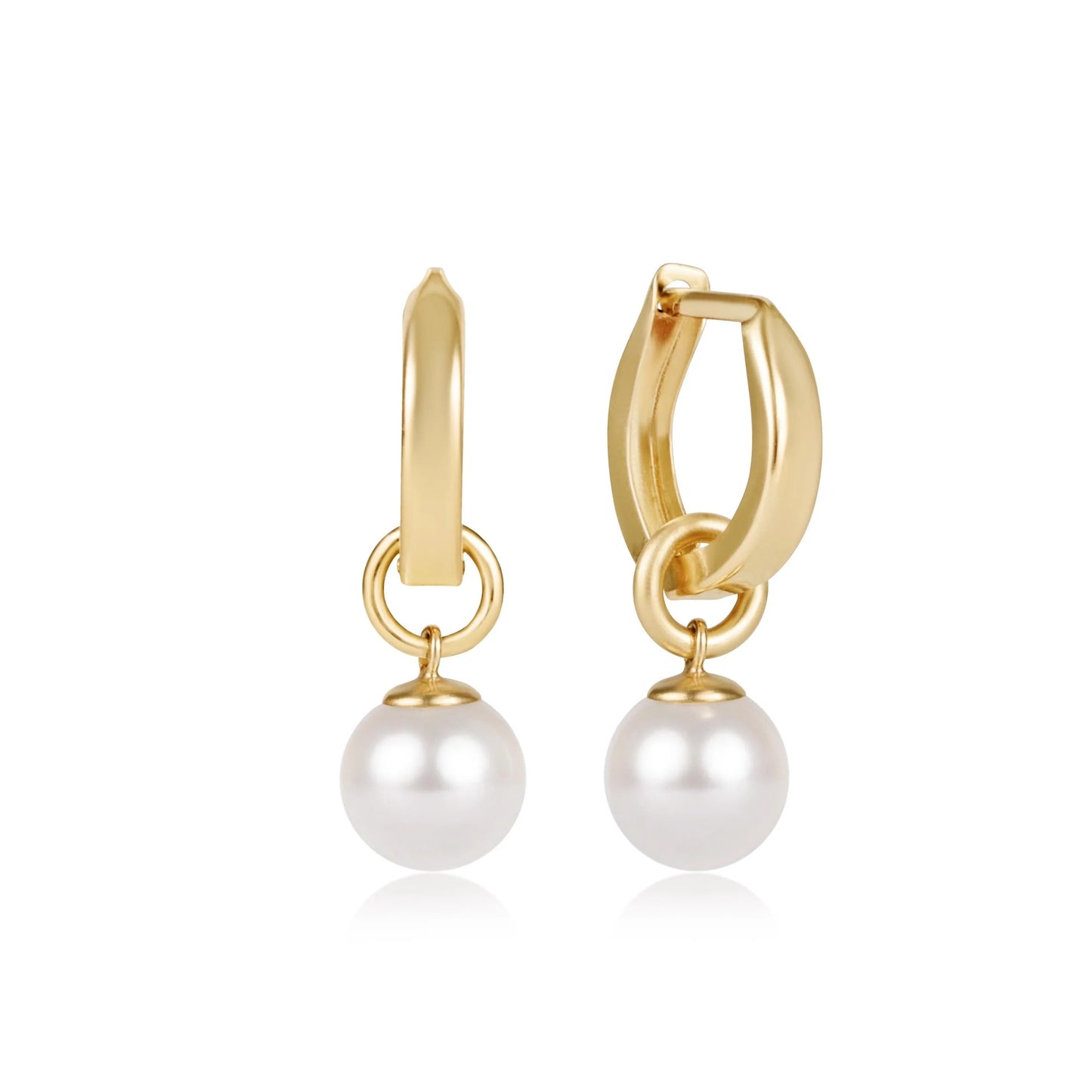 E Newton Huggie Gold .5" Hoop Classic Pearl 8mm Charm