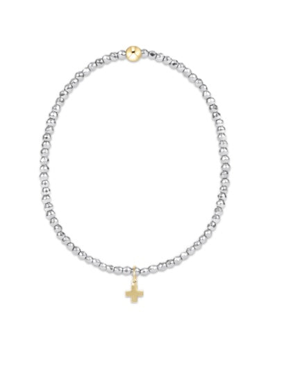 E Newton Silver Hematite 2mm Small Cross Bracelet