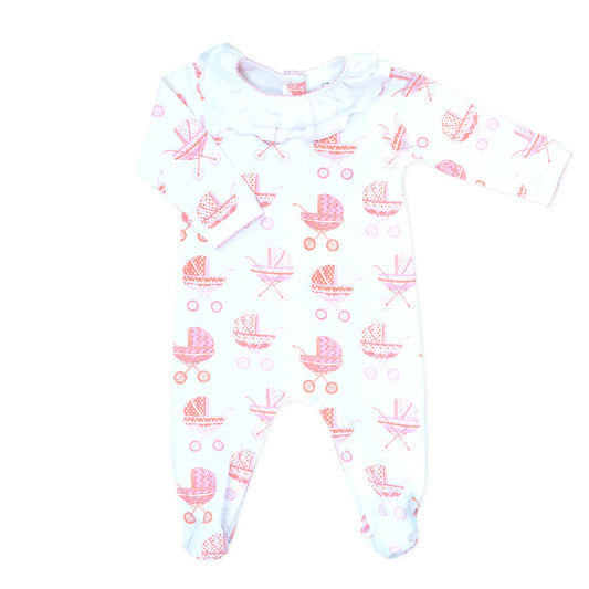 Pink Pram Playsuit with Ruffle Collar