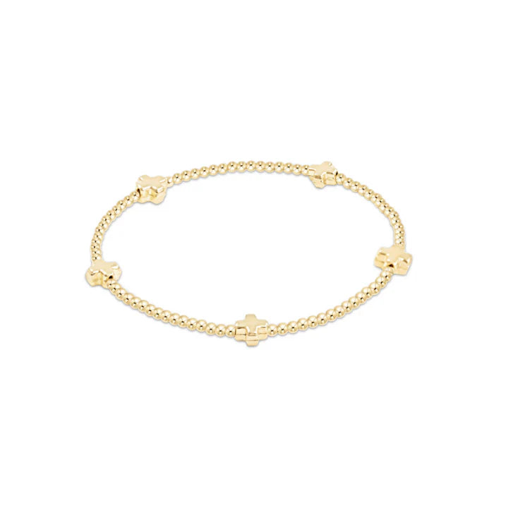 E Newton Small Signature Cross Gold 2mm Bracelet