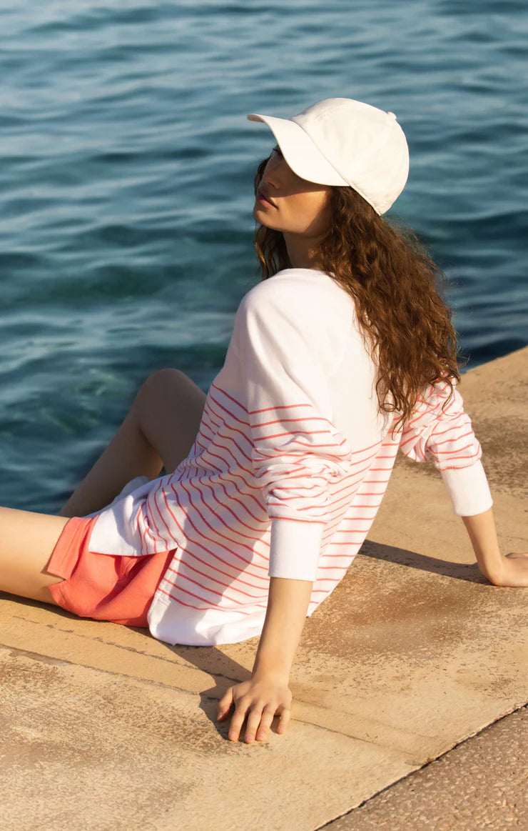 Z Supply Weekender Stripe V Neck White
