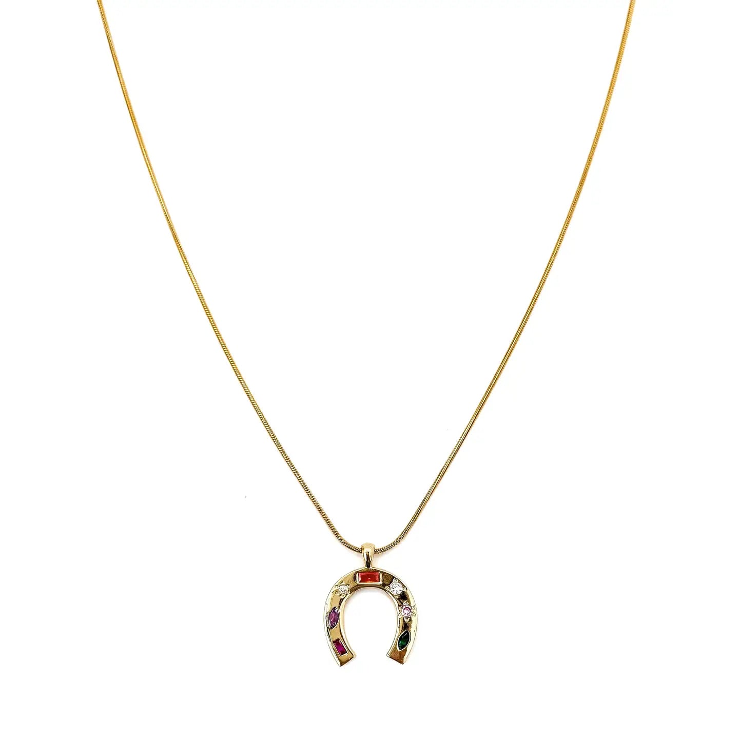 Zelia Colorful Crystal Horseshoe Necklace
