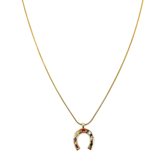 Zelia Colorful Crystal Horseshoe Necklace