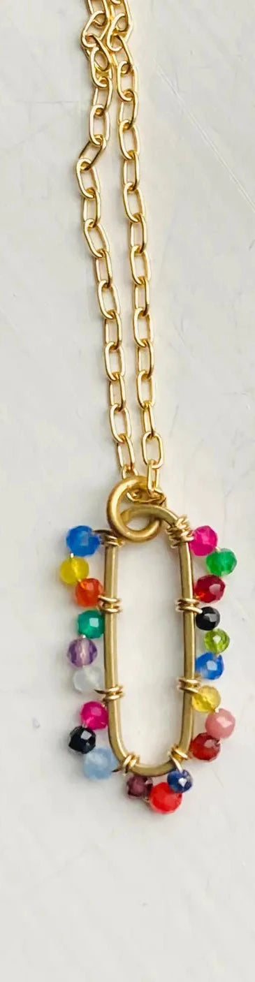 Short Wrapped Paperclip Necklace 16"