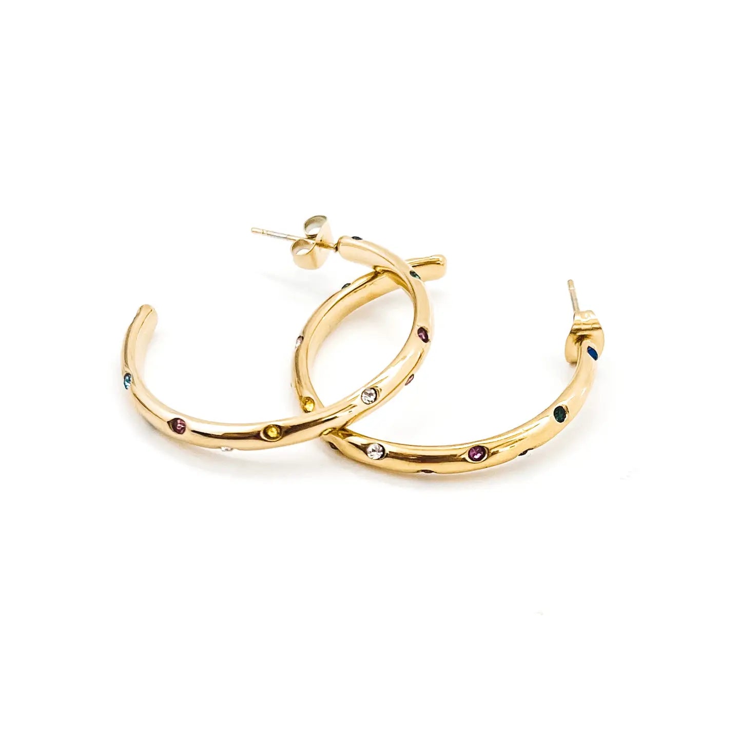 Elisha Diamond Crystal Hoop Earrings Colorful