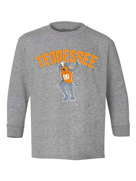 Children's Tennesse Vols Smokey Cartoon Mascot Ls Gray Tee