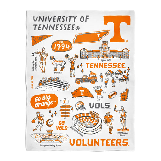 Tennessee Volunteers Hand Sketched Minky Blanket