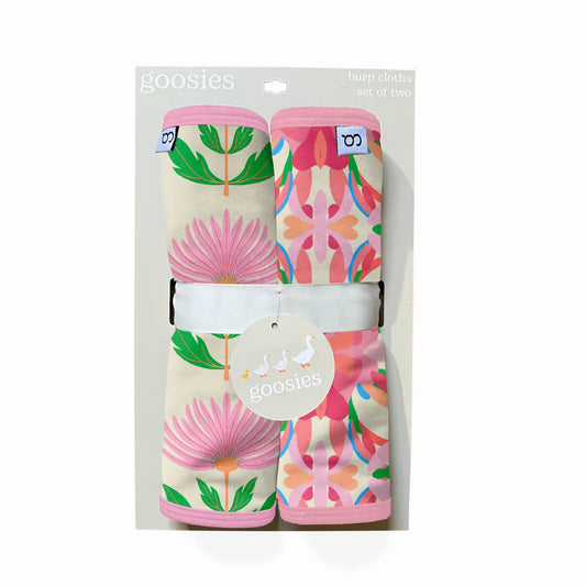 Goosies Pink Block Flower Burp Cloths