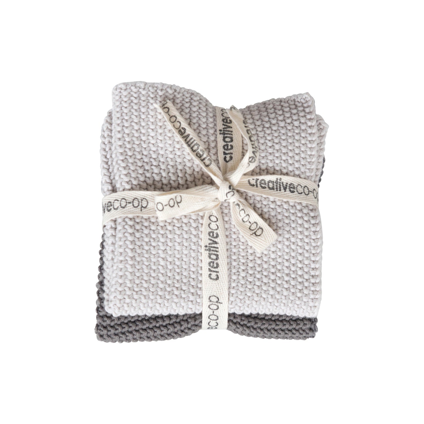 CCO Cotton Knit Dish Cloths Cream/Grey