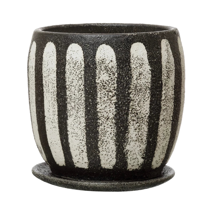 Hand-Painted Planter with Saucer