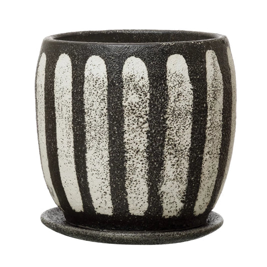 Hand-Painted Planter with Saucer