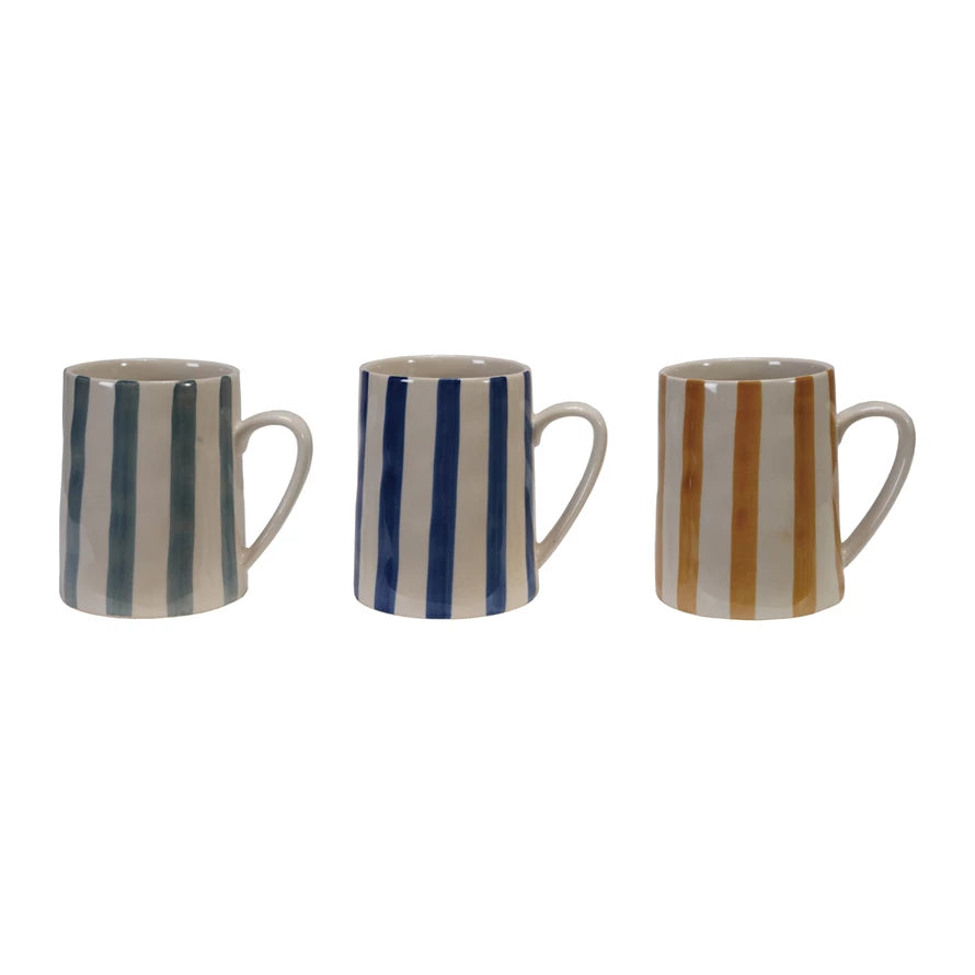4 oz. Hand-Painted Stoneware Mug, 3 Colors