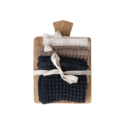 Waffle Weave Dish Cloths w/ Cheese/Serving Board