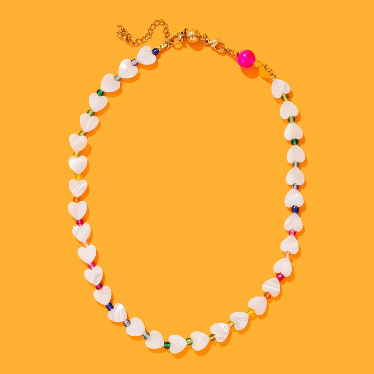 Emma Colorful Pearl Hearts Necklace
