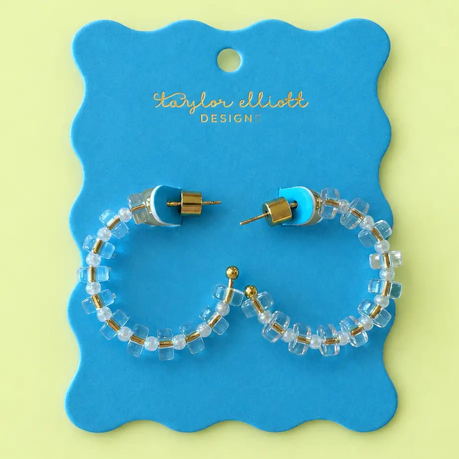 Nicole Pearl and Clear Earrings
