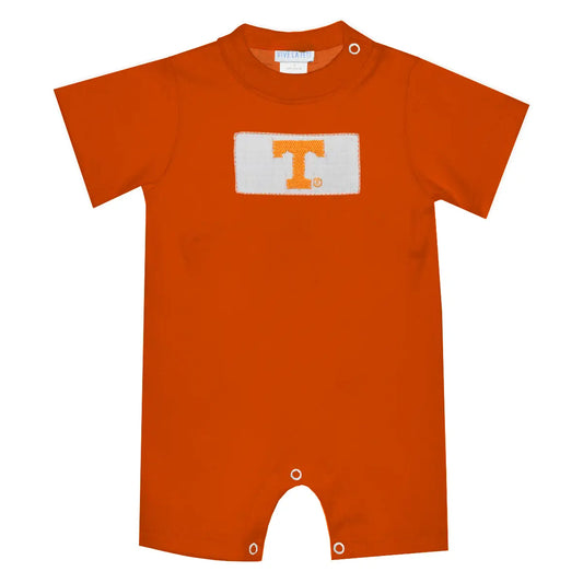 Tennessee Vols Smocked Knit Short Sleeve Boys Romper Orange