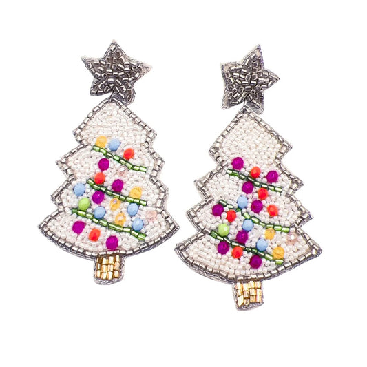 Silver Christmas Tree Earrings