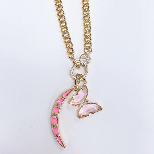 Pink Butterfly Necklace