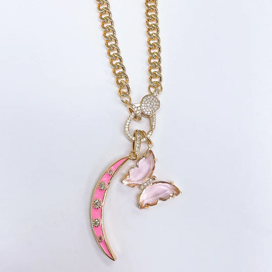 Pink Butterfly Necklace