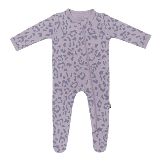 Kyte Baby Zippered Footie Taro Leopard