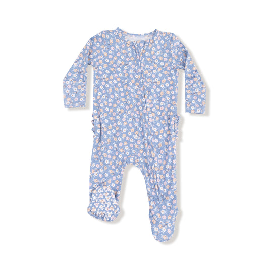 Country Calico - 2 Way Zipper Ruffle Back Footie