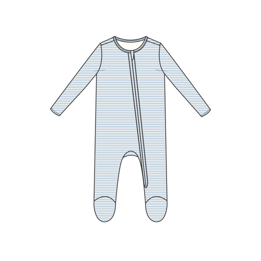 Angel Dear Blue Stripe 2 Way Zipper Footie