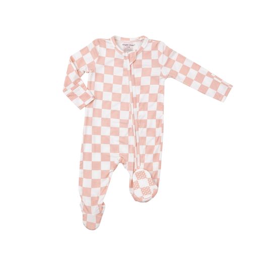 Angel Dear Checkerboard Pink 2 Way Zipper Footie