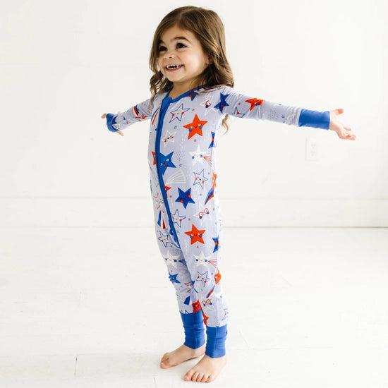 Little Sleepies Blue Stars and Stripes Zippy