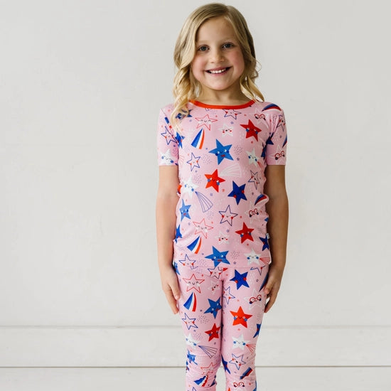 Little Sleepies Pink Stars and Stripes 2 Piece Pajama Set